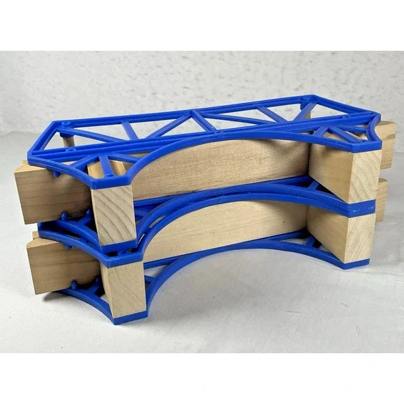 Thomas & Friends Wooden Train Railway Sodor Bay Blue Suspension Bridge x2 Vtg - Picture 5 of 5